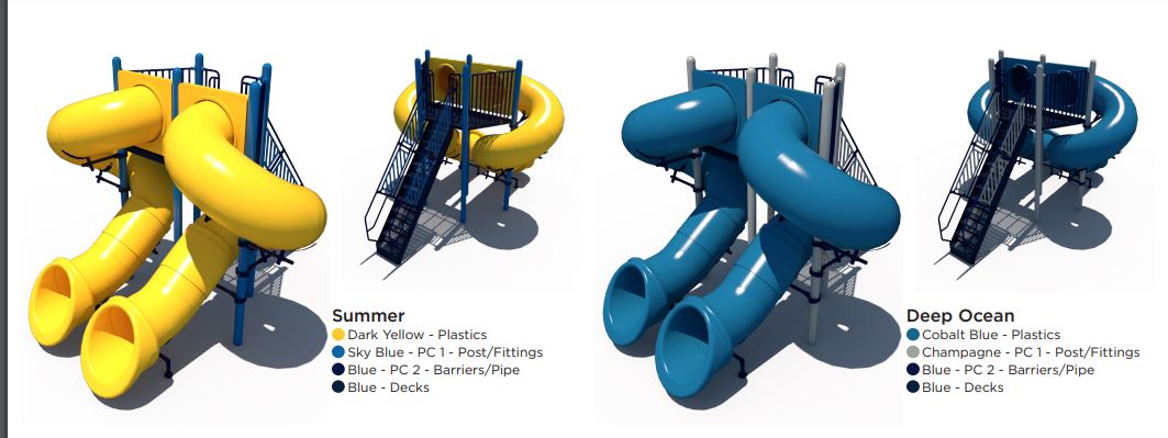 Spectrum Aquatics Double Flume 360°/360° Half Hex Deck Poolside Slides