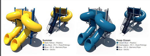 Spectrum Aquatics Double Flume 360°/360° Half Hex Deck Poolside Slides