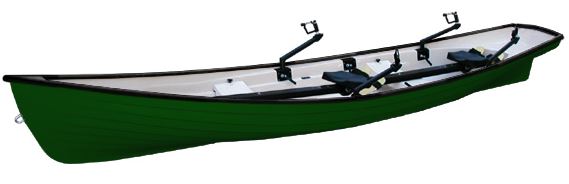 Green With White Interior Heritage 15 Classic Little River Double Rowboat 