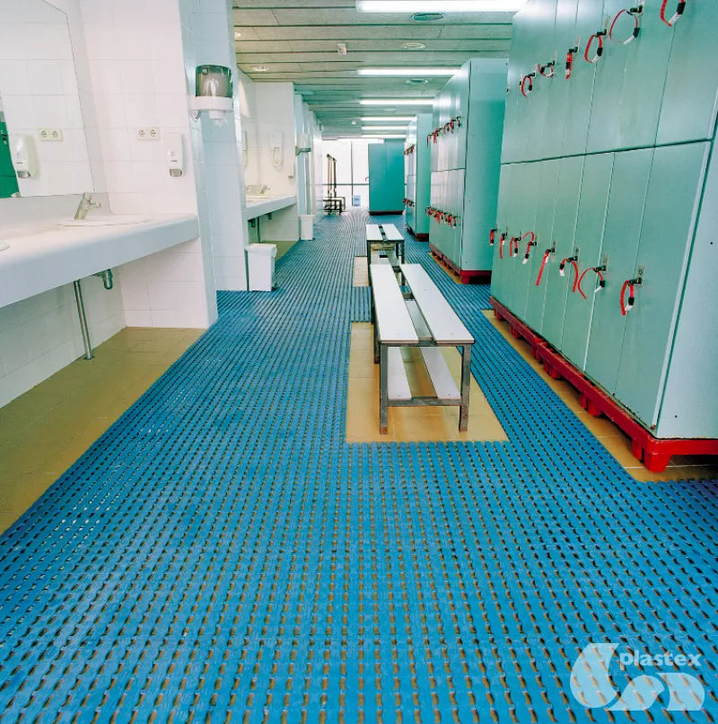 Plastex Herontile Mat locker and bathroom area