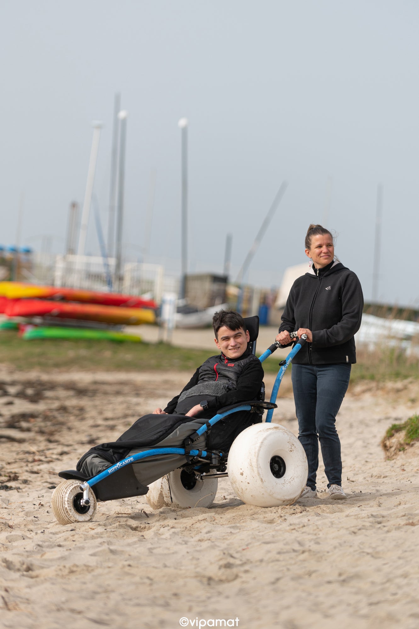 Vipamat Hippocampe Beach and All-Terrain Wheelchair - Blue / XL - Above 6'1"