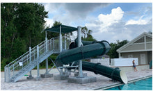 Load image into Gallery viewer, Spectrum Aquatics Single 360 Closed Flume, 8&#39; 2&quot; beside a pool.