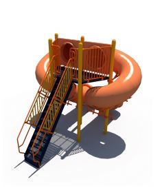 Spectrum Aquatics Double Flume 360°/360° Half Hex Deck Poolside Slides