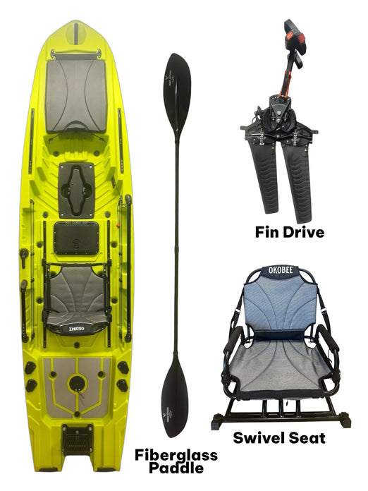Okobee 12' Backwaters Fin Drive Kayak Lemon Bay Yellow
