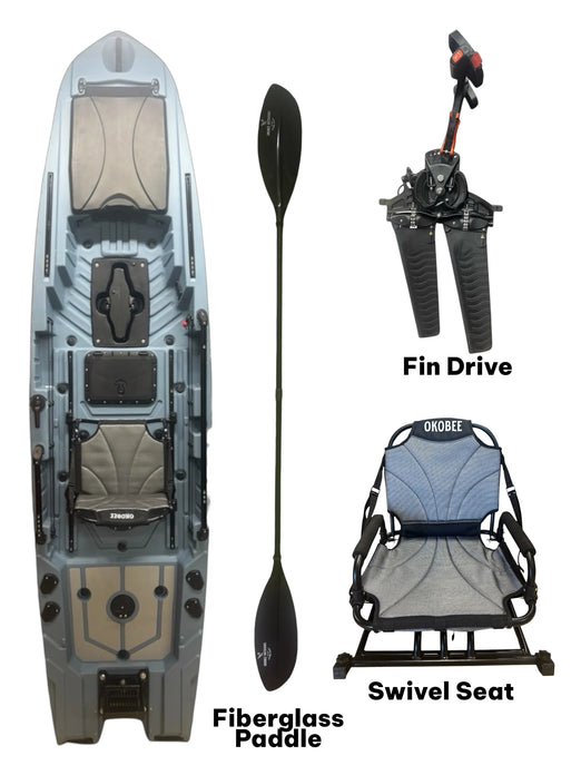 Okobee 12' Backwaters Fin Drive Kayak Glacier Blue