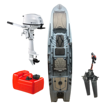 Load image into Gallery viewer, Okobee 12' Backwaters Kayak Tohatsu Motor Bundle Glacier Blue