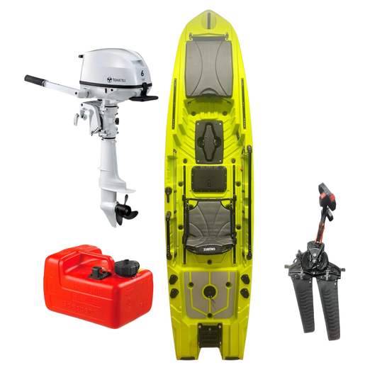Okobee 12' Backwaters Kayak Tohatsu Motor Bundle Lemon Bay Yellow