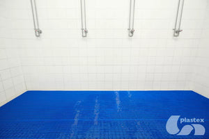 Plastex Floorline Marine Mat blue in a bathroom