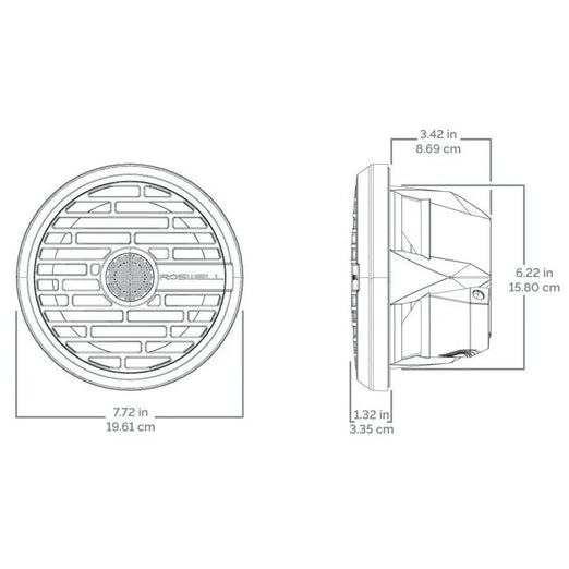 Roswell Marine R1 7.7" Marine Speakers Black Grill