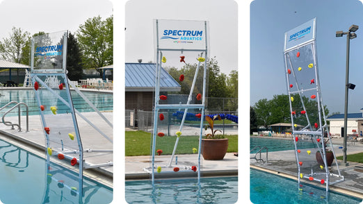 Spectrum Aquatics Kersplash Challenger Pool Climbing Wall in different set ups