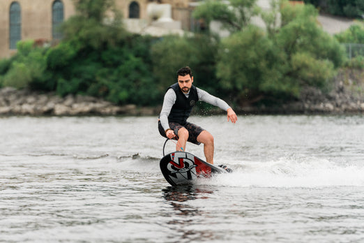 Man enjoying the ride on SAVA All-New E1-B Electric Surfboard