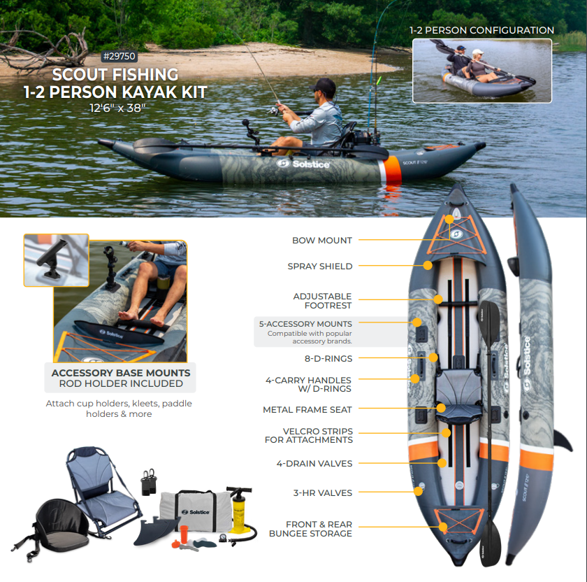 Solstice Scout Fishing Inflatable Kayak