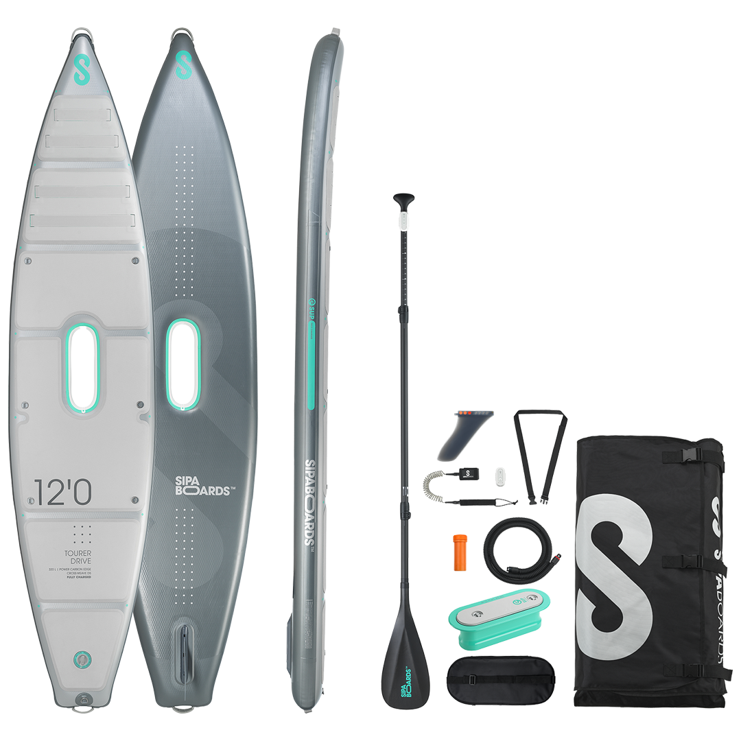 SipaBoards Tourer Silver Electric Motorized SUP 12'