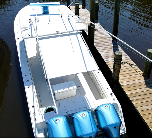 BocaShade Express Boat Shade adding shade to the boat