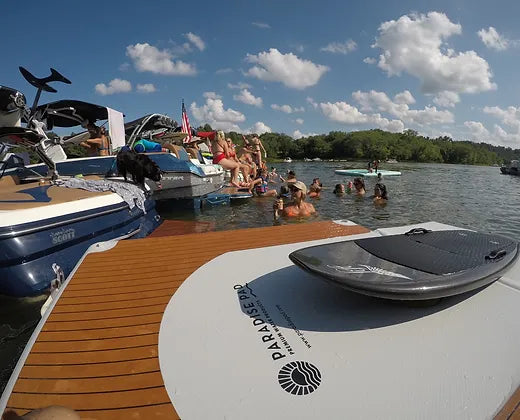ParadisePad Hydrofoil Docking Station with efoil docked