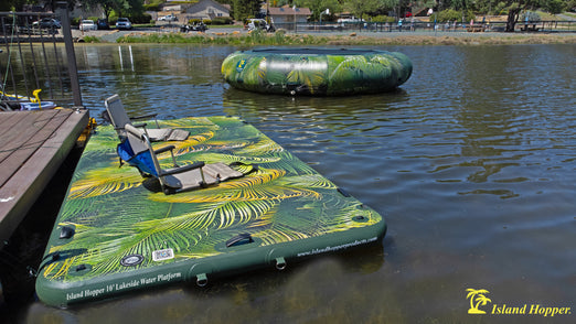 Island Hopper 10′ Lakeside Tropical Graphics Series Inflatable Water Platform/ Dock