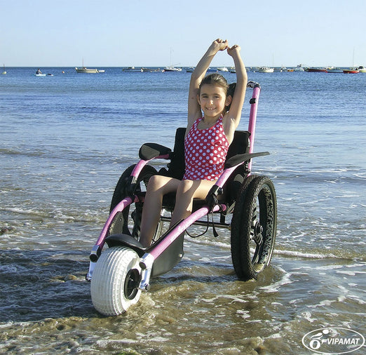 Vipamat Hippocampe Beach and All-Terrain Wheelchair - Pink / S- Under 4'7"