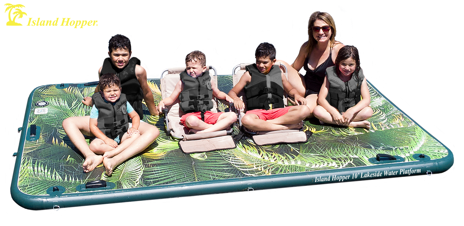 Island Hopper 10′ Lakeside Tropical Graphics Series Inflatable Water Platform/ Dock