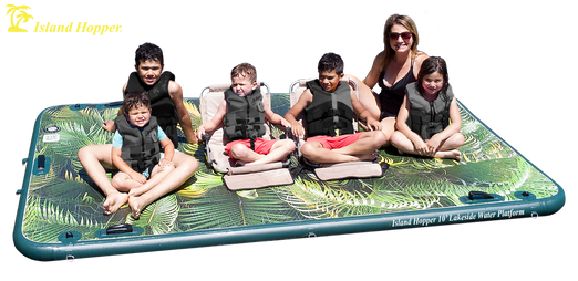 Island Hopper 10′ Lakeside Tropical Graphics Series Inflatable Water Platform/ Dock