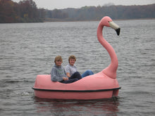 Load image into Gallery viewer, men having fun riding the Adventure Glass Pink Flamingo Classic 2 Person Paddle Boat