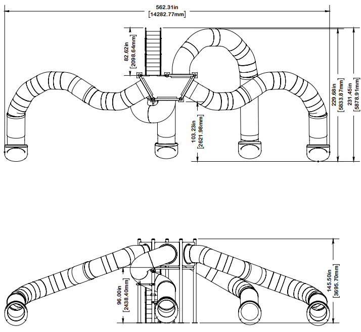 Spectrum Aquatics Quad Flume Supreme Half Hex Deck Poolside Slides model specifications