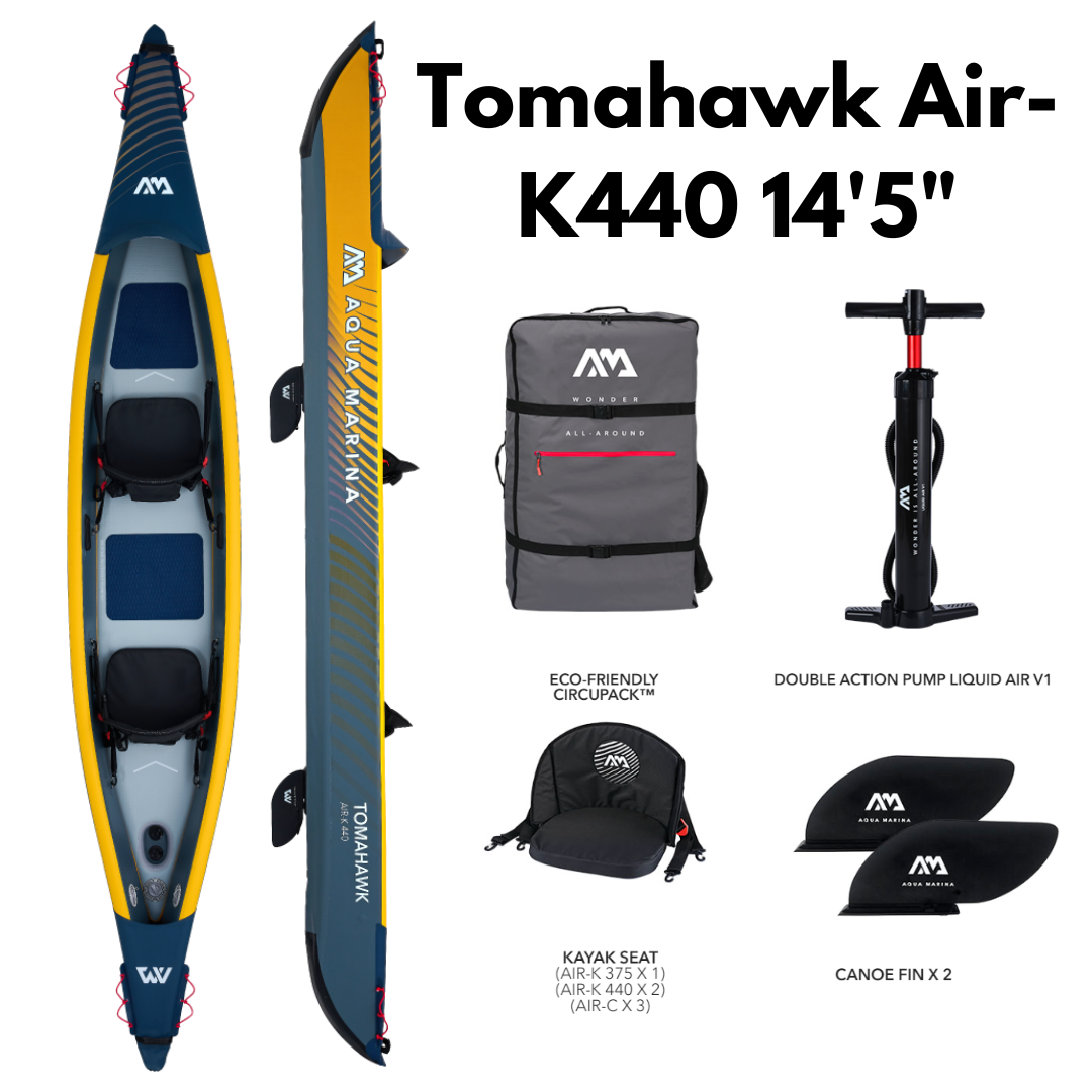 Aqua Marina Tomahawk 14'5" Inflatable Hybrid Canoe  Air-K 440 2-Person