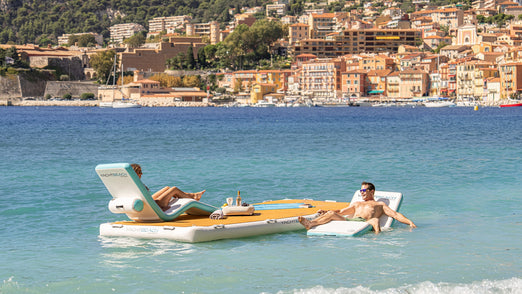 Yachtbeach Sun Lounger Superior Single 29"x 62" on the platform and on the water