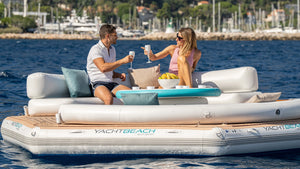 two people on board the Yachtbeach Pavilion  Party Setup