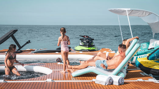 Yachtbeach Toy Dock 8.20 Dropstitch 27'x6.7' connected to other yachtbeach platforms