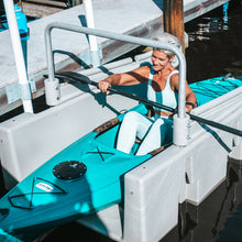Load image into Gallery viewer, Woman docking her kayak on Connect-A-Dock YAKport® Kayak Launch