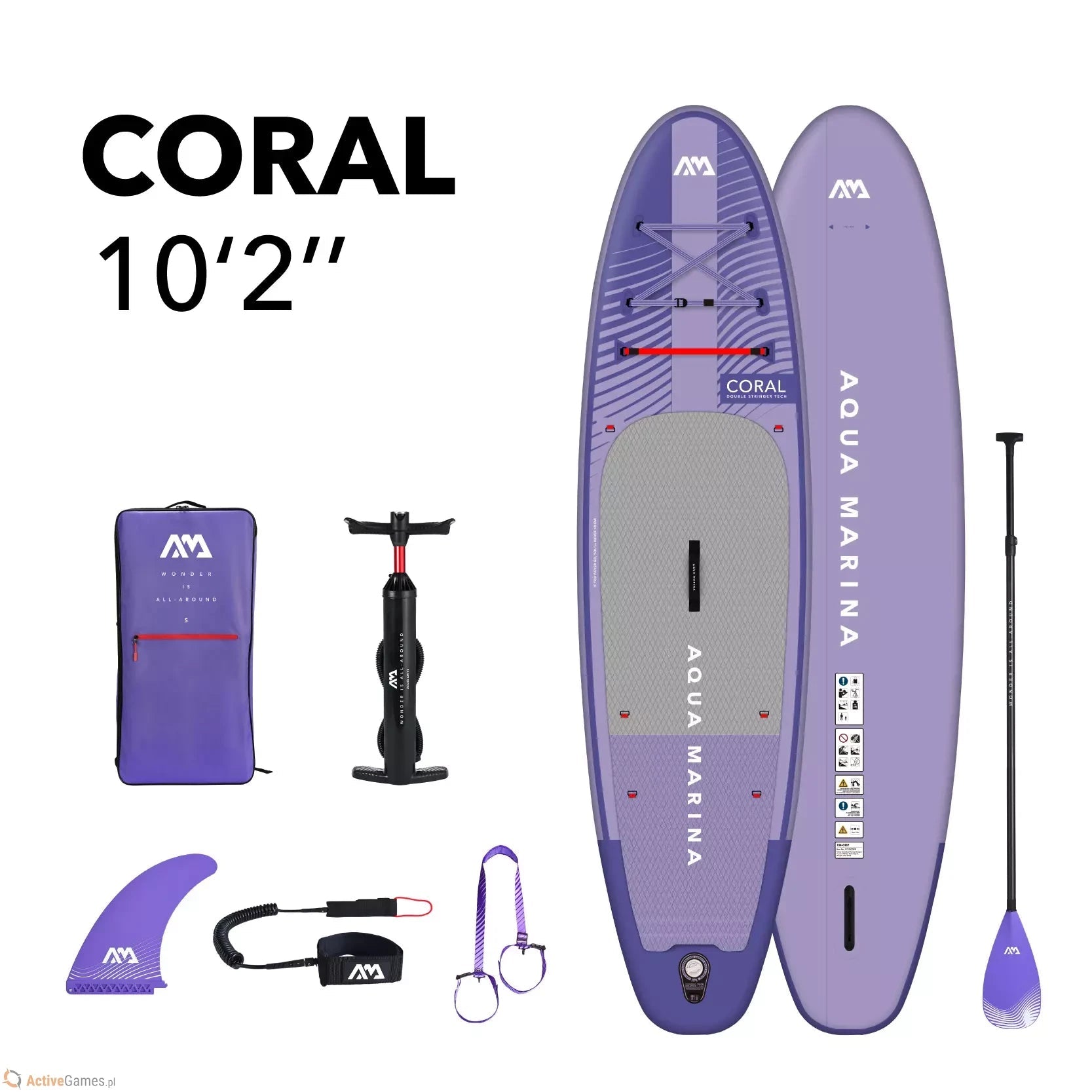 Aqua Marina 2023 Coral 10'2" Inflatable Paddle Board iSUP BT-23COPN