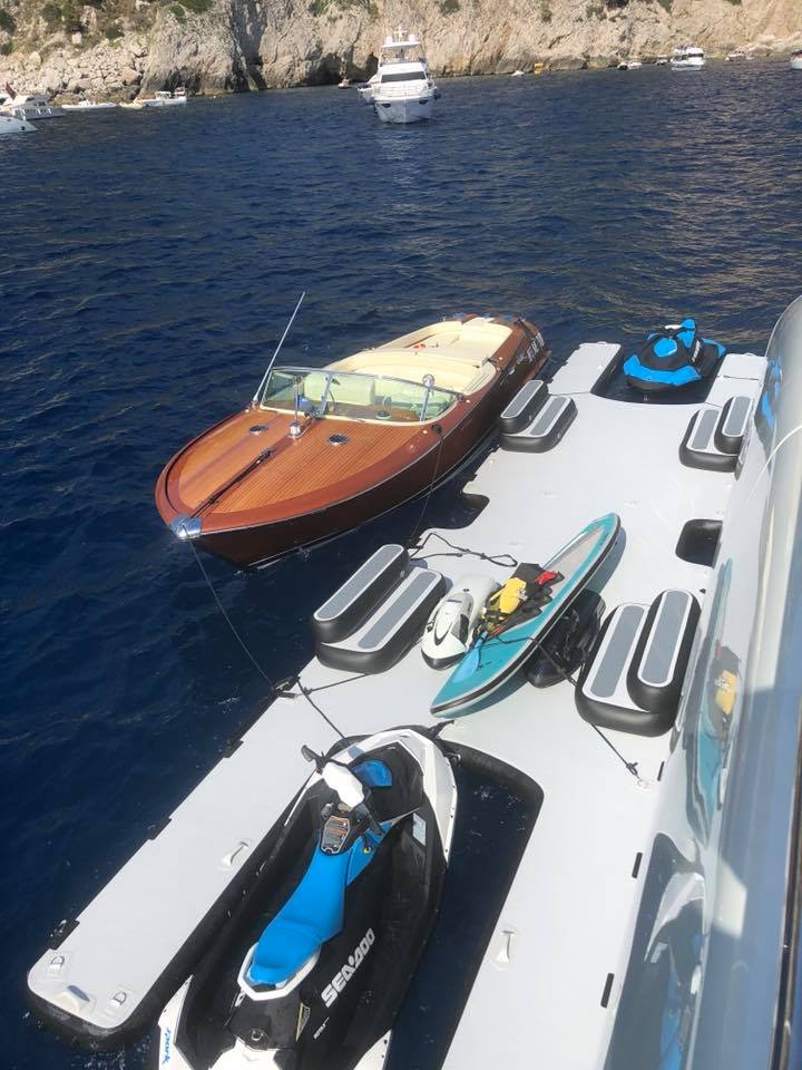 SeaRaft M-shape Deluxe Jet Ski dock- Rounded Teak Deck 1400