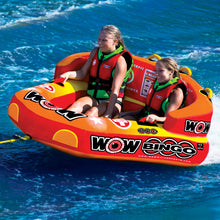 Load image into Gallery viewer, WOW Bingo 2P Towable Tube being towed with 2 people riding it