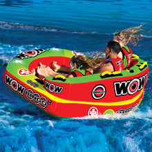 Load image into Gallery viewer, WOW Bingo 3P Towable Tube being towed with 3 people riding on it