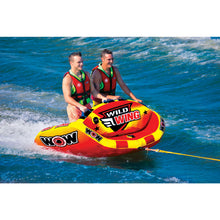 Load image into Gallery viewer, WOW Wild Wing 2P Towable Tube being towed with 2 riders 