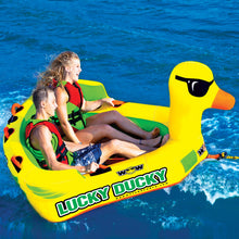 Load image into Gallery viewer, Wow Lucky Ducky left view with 2 people riding on it