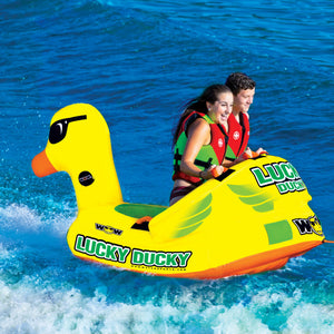 Wow Lucky Ducky right back view with 2 people riding on it facing the back part