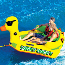 Load image into Gallery viewer, Wow Lucky Ducky right view with 2 people riding on it
