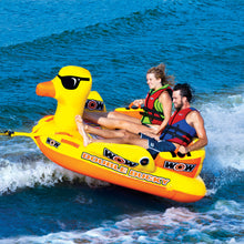 Load image into Gallery viewer, WOW Double Ducky 2P Towable Tube being towed with 2 people riding it
