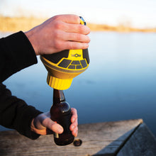 Load image into Gallery viewer, yellow wow sound buoy being used as bottle opener