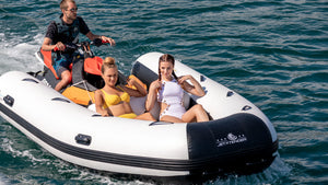 YachtBeach JetXtender 380 Welded attached to a Jet Ski with Women on board