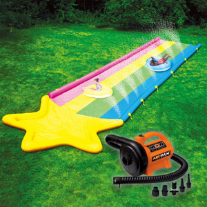 WOW 40' x 8' Rainbow Star Inflatable Slide  with  WOW Air Max Pump