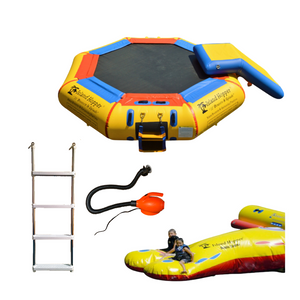 Island Hopper 10’ Bounce-N-Splash Padded Water Bouncer With Slide Attachment Water Park  10BNS-WP