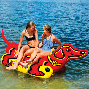 WOW Weiner Dog 2 Towable Tube with 2 people seating on it