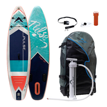 Load image into Gallery viewer, Pulse The Tropic 10.6 ft Inflatable Stand Up Paddleboard front and back side with   Leash, paddle, repair kit and carry bag 