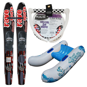 Rave Jr. Shredder Skier Package with Aqua Buddy and 75' 4-Section Ski Rope w/NBR Tractor Grip - Pro