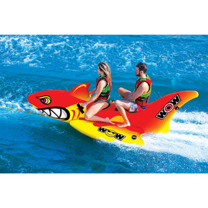 WOW Big Shark 2P Towable Tube being towed with 2 people riding it