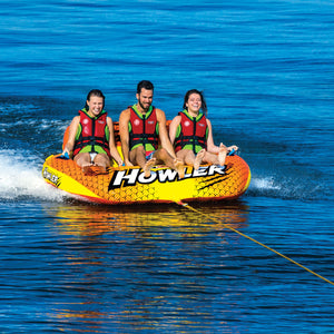 WOW Howler 3P Towable Tube being towed with 3 people riding it