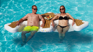 Man and woman relaxing at the YachtBeach Multi Dock & Lounger Double 2.05