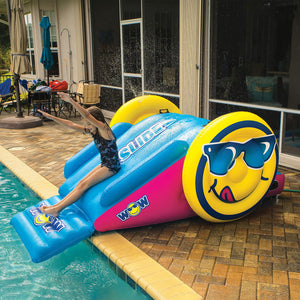 WOW Fun Slide Inflatable Platform with a girl slidding 